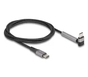 Delock Kabel USB-C (M) - USB-C (M) 1,5 m černá / Nabíjecí a datový kabel / PD 3.0 / 60 W / USB 2.0 / zalomený konektor