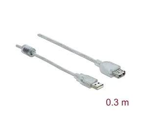Delock transparentní / Prodlužovací kabel USB 2.0 / USB-A samec - USB-A samice / 0,3 m / 480 Mbit/s
