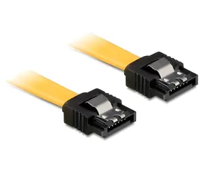 Delock SATA III žlutá / SATA kabel / SATA 7-pin M-M / 0,1 m / 6 Gb/s / kovové klipy