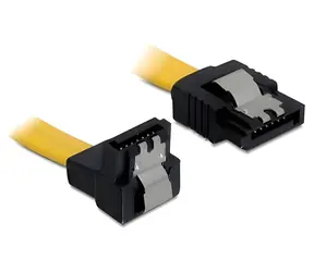 Delock SATA III (M) přímý - SATA III (M) pravoúhlý dolů žlutá / Kabel / 6 Gb/s / 0,2 m / Kovová západka