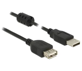 Delock USB A (M) - USB A (F) černá / Prodlužovací kabel / USB 2.0 / 2 m