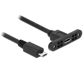 DeLock USB 2.0 / Prodlužovací kabel / Micro-USB B samec-samice / 0,25 m / pro montáž do panelu