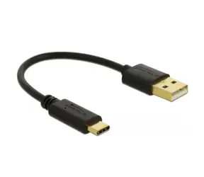 Delock USB-A - USB-C černá / Nabíjecí kabel / 15 cm / 3 A