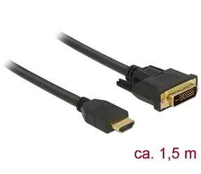Delock HDMI - DVI 24+1 1,5 m černá / Redukce / Obousměrný přenos / Rozlišení 2560 × 1600 px / Pozlacené konektory
