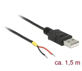 DeLock USB 2.0 Typ-A > 2x otevřený konec černý / Kabel / 1,5 m / USB 2.0