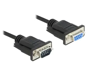 DeLock RS-232 Sub-D9 samec - Sub-D9 samice 2 m černá / Sériový kabel / PVC plášť