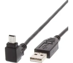 Techly USB-A - Mini-USB B 1,8 m černá / Kabel / USB 2.0 / úhlový konektor