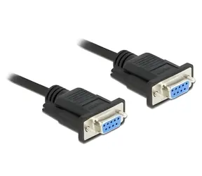 DeLock RS-232 Nullmodem / Sériový kabel / Sub-D9 samice - samice / 1 m / černá