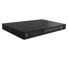 LevelOne FGP-2831 / Switch / 24x FE PoE+ / 2x GE / 2x SFP / 390W / 19" / Neřízený