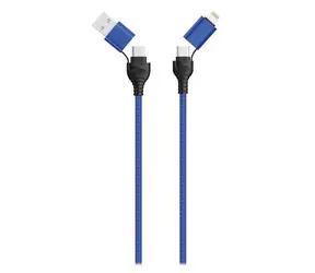 2GO černá, modrá / Nabíjecí kabel 4v1 / USB-A, USB-C - USB-C, Lightning / 1,2 m