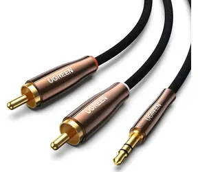 Ugreen Kabel 2x RCA (Cinch M) - Jack 3.5mm(M) 2m černá / Audio kabel / RCA - Jack 3.5mm / 2 m