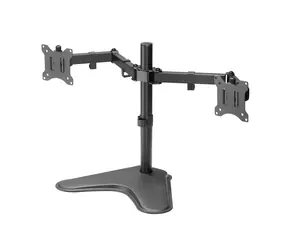 Equip černá / Stolní držák pro dva monitory / 17-32" / VESA 75-100 mm / 360° / nosnost 8 kg