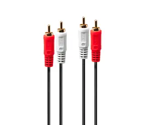 Lindy Audio kabel 2x RCA (M) - 2x RCA (M) 3 m černá / Audio kabel / Stereo / pozlacené konektory