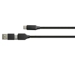 Python černá / Nabíjecí a datový kabel / USB-C - USB-C + adaptér USB-A / PD 60W / QC 3.0 / 1 m