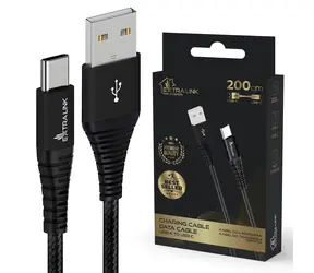 Extralink Smart Life černá / USB kabel / USB-A - USB-C / 2 m / 15W / pletený nylon