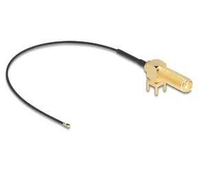 Delock RP-SMA - I-PEX MHF4 černá / Anténní redukce / 0,15 m / 50 Ohm / 2,4 GHz