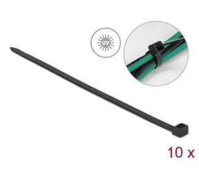 Delock / Stahovací pásky UV odolné / 1220 x 9 mm / černé / 10 ks