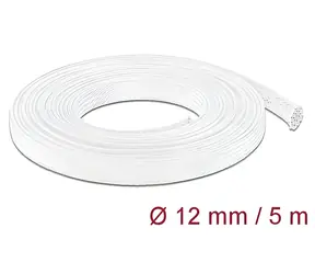 Delock 5 m x 12 mm bílá / Pletená kabelová hadice / Polyester / Roztažitelná / -40 až 125 °C