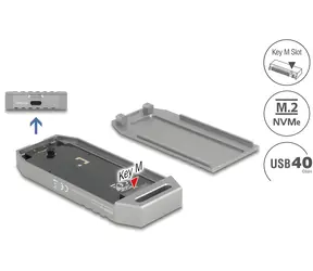 Delock USB4 šedá / Externí pouzdro pro M.2 NVMe SSD / 40 Gbps / hliník / bez nástrojů