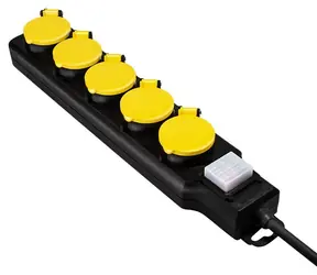 LogiLink přepěťová ochrana 5 zásuvek IP44 černá / Přepěťová ochrana / 1,5 m / 230 V / 16 A
