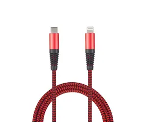 2GO 797197 červená / Datový a nabíjecí kabel / Lightning - USB-C / 1 m / nylon