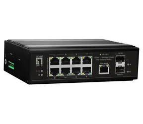 LevelOne IGP-1061 / Průmyslový switch / 8x GE PoE+ / 2x SFP / 360 W PoE / Managed L2 / DIN lišta