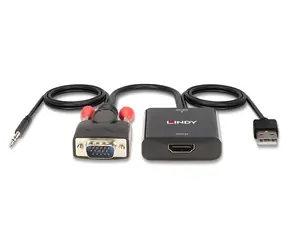 Lindy VGA & Audio na HDMI / Převodník / 1920×1080 px / 60 Hz / USB napájení