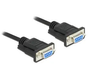DeLock D-Sub9 samice-samice černá / Sériový kabel / Null modem RS-232 / 0,5 m