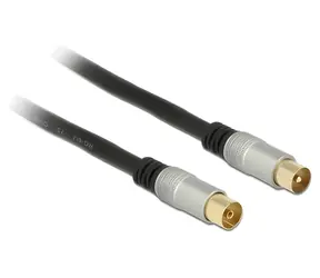 DeLock černý / Anténní kabel IEC / RG-6/U / 75 Ohm / 2 m / Premium, pozlacené konektory