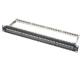 XtendLan Patch panel 24 portů černá / Patch panel / Cat6A / stíněný STP / vyjímatelné keystone / 19" 1U