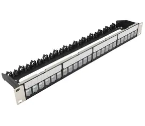 XtendLan 19" černá / Patch panel / 24 portů / stíněný / 4x vyjímatelný modul / 1U