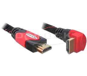 DeLock HDMI A (M) - HDMI A (M) 2 m 90° černá / HDMI kabel / s Ethernetem / 4K / 10,2 Gbit/s