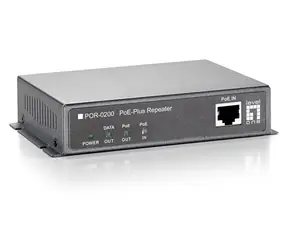 LevelOne PoE repeater černá / Síťový opakovač / 2x PoE FE / dosah 200 m / kaskádovatelný