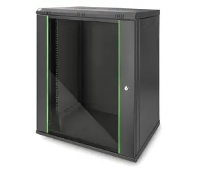 Digitus Dynamic černá / Nástěnný rozvaděč / 19" / 16U / 785x600x450 mm / uzamykatelné skleněné dveře