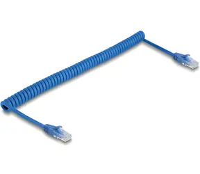 Delock / Síťový kabel / RJ45 Cat.6 UTP / spirálový / 0,8 m / modrý