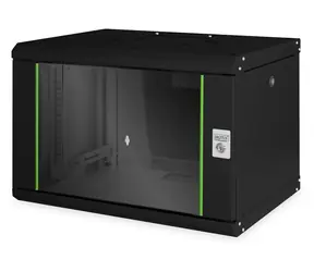Digitus Unique černá / Nástěnný rack / 7U / 420x600x450 mm / skleněné dveře / IP20