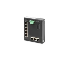 Digitus Switch Ind. černá / Switch / Průmyslový / 8x Gigabit / Unmanaged / DIN lišta