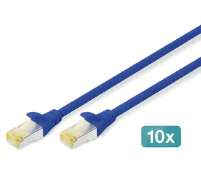 Digitus CAT 6A S/FTP modrý / Patch kabel / 0,25 m / 10 ks / AWG 26/7 / LSZH
