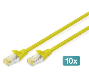 Digitus CAT6a S/FTP 1 m žlutý / Patch kabel / AWG 26/7 / Class EA / 500 MHz / 10 ks