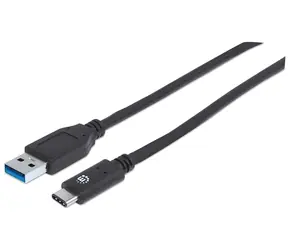 Manhattan černá / Kabel / USB-C - USB-A / USB 3.2 Gen 2 10 Gbit/s / 1 m