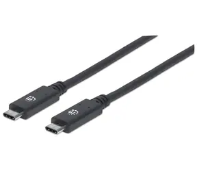 Manhattan USB-C černá / USB kabel / USB-C (M) – USB-C (M) / USB 3.2 Gen 2, 10 Gbit/s / 1 m