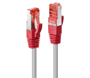 Lindy šedá/červená / Patch kabel / Cat6 S/FTP / CrossOver / 0,5 m / RJ45-RJ45