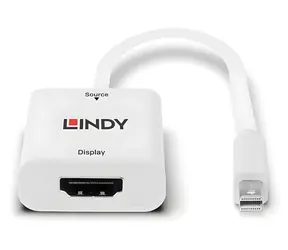 Lindy Mini DisplayPort na HDMI bílá / Adaptér / 4K 60Hz / 3840x2160 / HDCP 2.2