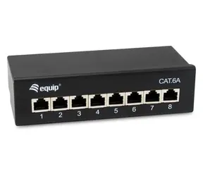 Equip 326621 černá / Patch panel / Cat6a / 8 portů / 10 Gbit/s / stíněný