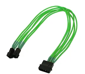 Nanoxia 4-pin Molex - 2x 3-pin zelená / Prodlužovací kabel / 30 cm / Single sleeve