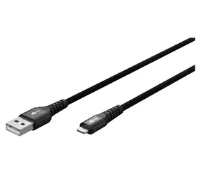 Goobay Lightning - USB-A textilní kabel černá / Datový kabel / Kovové konektory / 2 m