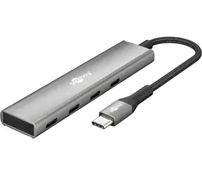 Goobay 76564 šedá / USB hub / 4 porty USB-C / 5 Gbit/s