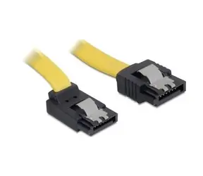 Delock SATA kabel 0,3 m žlutá / Datový kabel / SATA II 3 Gb/s / konektory rovný/nahoru / kovové klipy