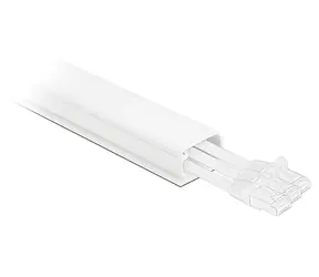 Delock bílá / Kabelový kanál s víkem / 35 x 20 mm / Samolepicí / Délka 1 m