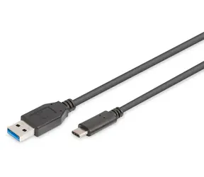 Digitus černá / USB kabel / USB-C - USB-A / USB 3.0 / 5 Gbps / 3A / 1 m